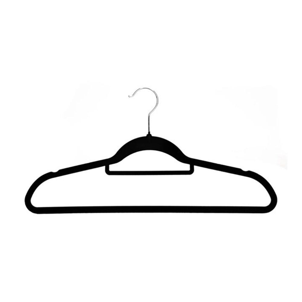 3x 10pc Braz Velvet Non-Slip Clothes Hangers W/ Metal Hook Adult Black