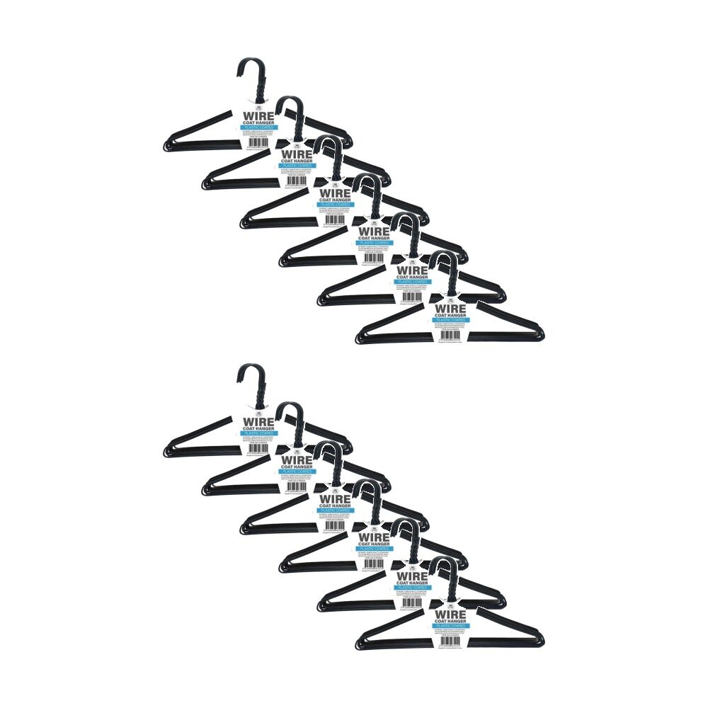 12x 10pc Braz Plastic Coated Wire Coat Clothes Hangers Assorted
