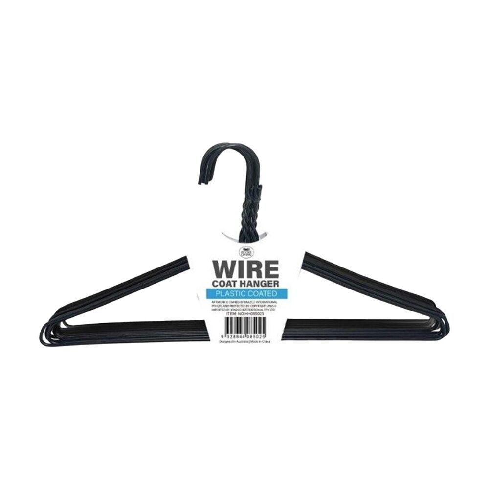6x 10pc Braz Plastic Coated Wire Coat Clothes Hangers Assorted