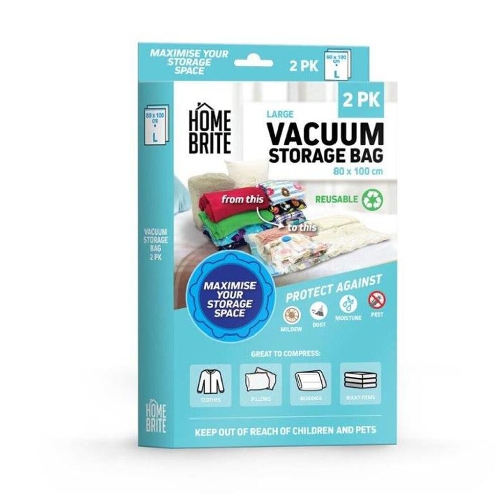 3x 2pc Braz Reusable Vacuum Sealed Clothes Storage Bags L 80x100cm
