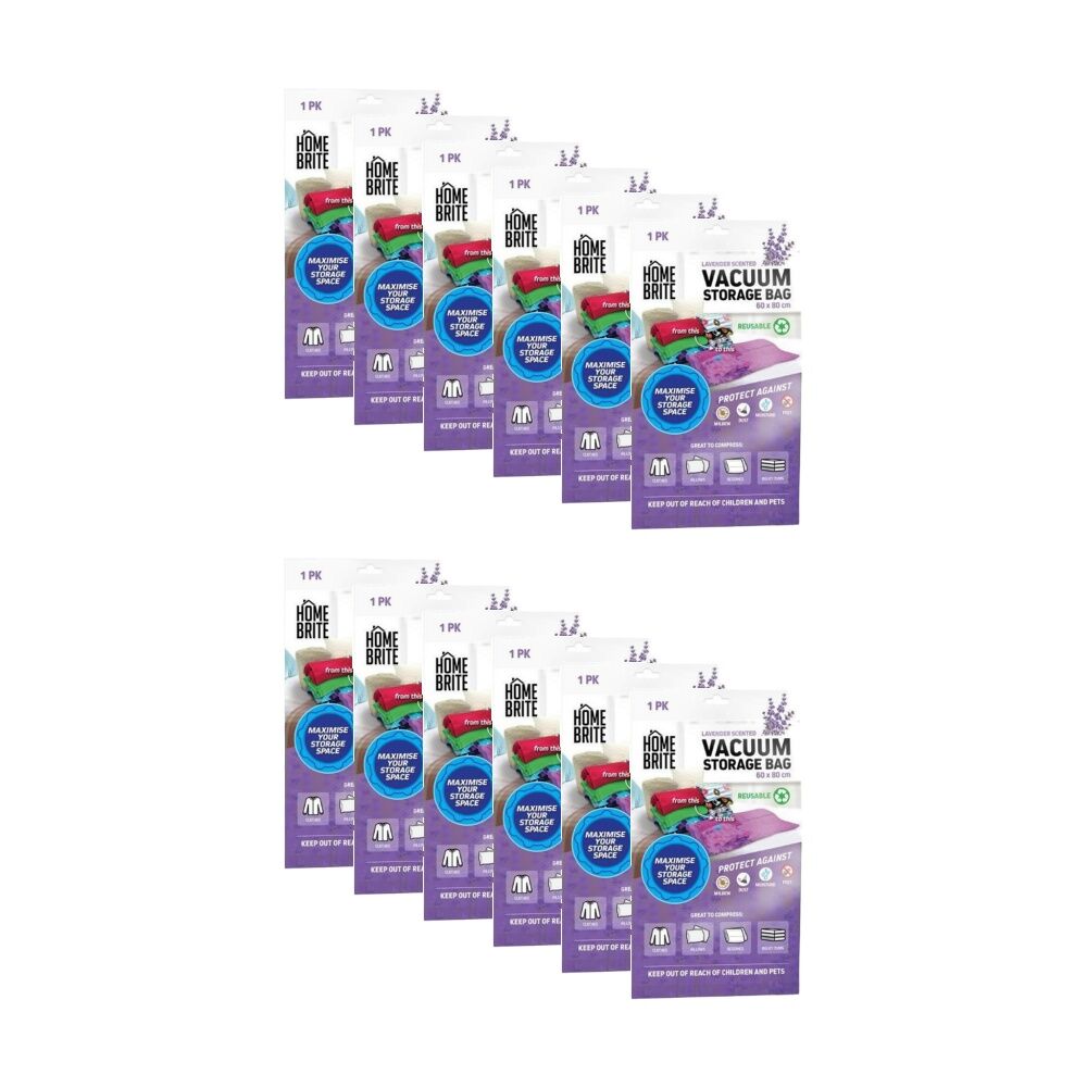 12PK Braz Reusable Vacuum Sealed Clothes Storage Bag 60x80cm Scented Assorted