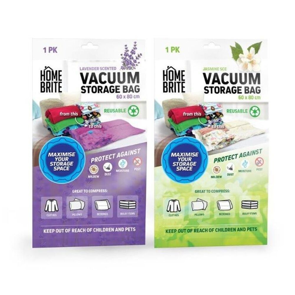 6PK Braz Reusable Vacuum Sealed Clothes Storage Bag 60x80cm Scented Assorted
