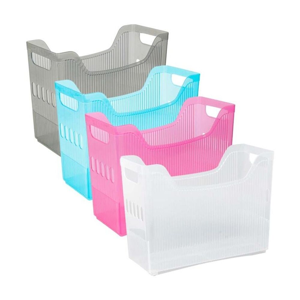 3PK Braz Magazine Holder Stationery Storage Jely Blue/Pink/Grey/Clear Assorted