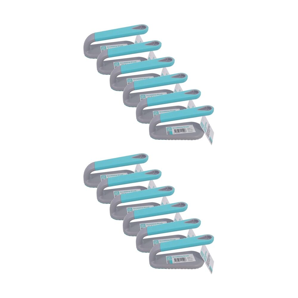 12PK Braz Scrubbing Hand Brush W/ Handle 21x9cm Grey/Teal