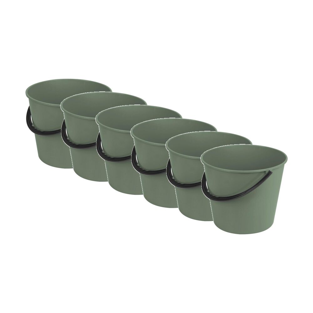6PK Braz 9.3L Cleaninig Bucket W/ Handle 26x29x25cm Multi Colour Assorted