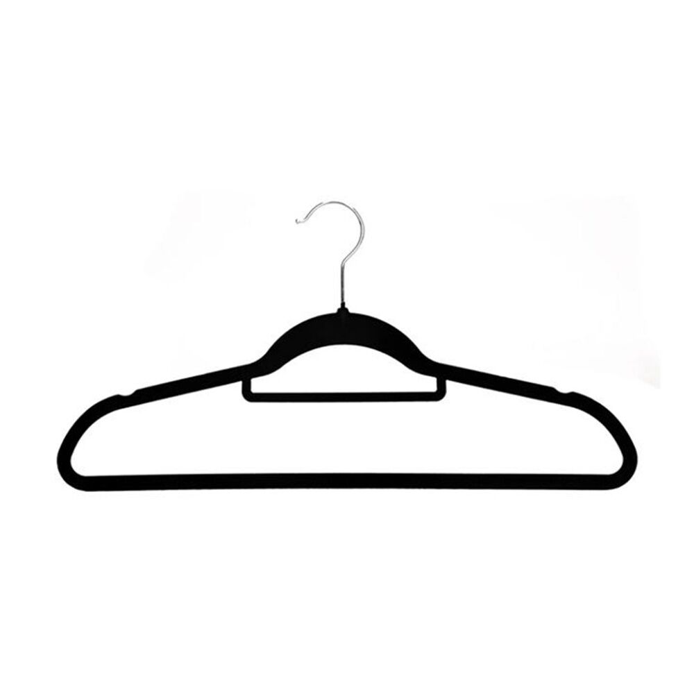 24x 3pc Braz Velvet Non-Slip Clothes Hangers W/ Metal Hook Adult Black