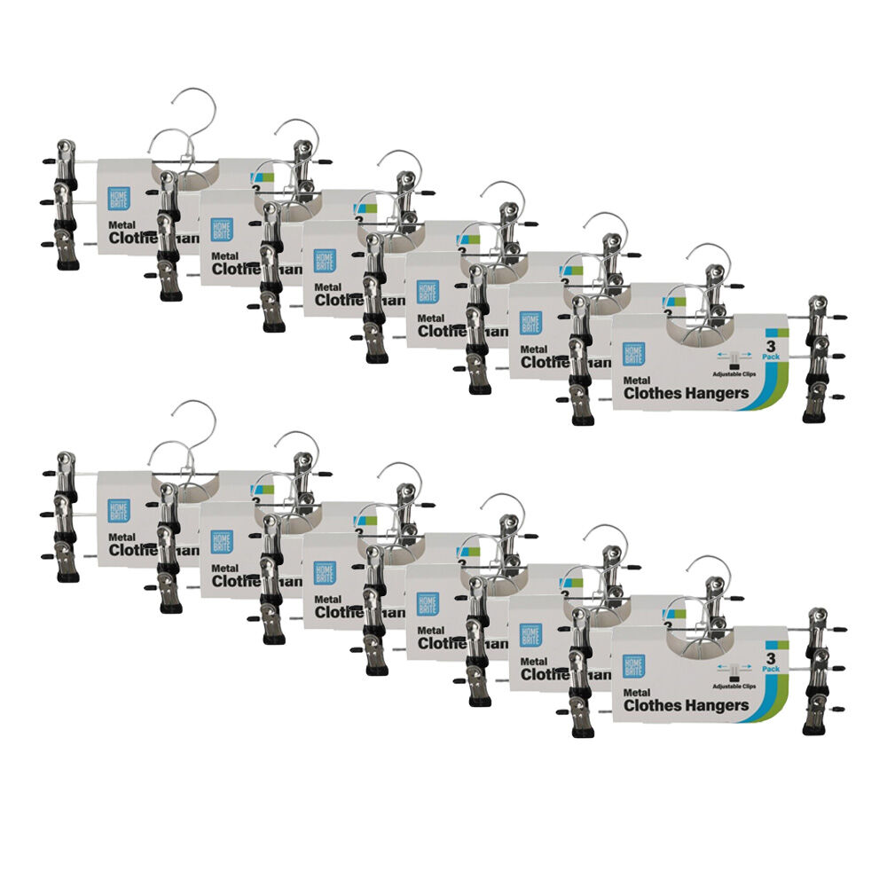12x 3pc Braz Wire Clip Metal Adjustable Clothes Hangers 30cm