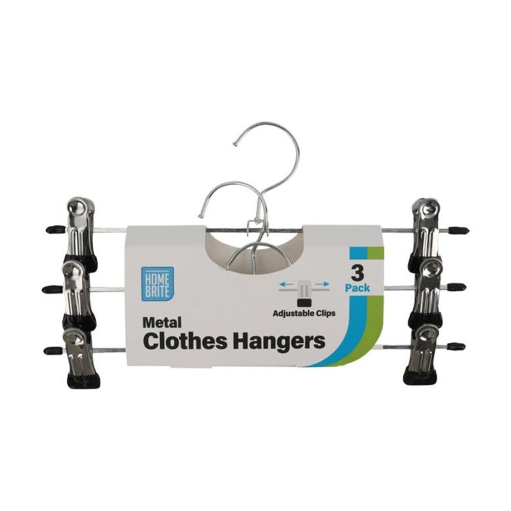 12x 3pc Braz Wire Clip Metal Adjustable Clothes Hangers 30cm