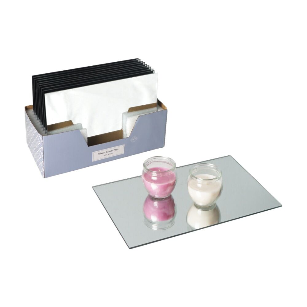 10PK Jemark Rectangular Mirror Candle Decoration Resting Plate Large Clear