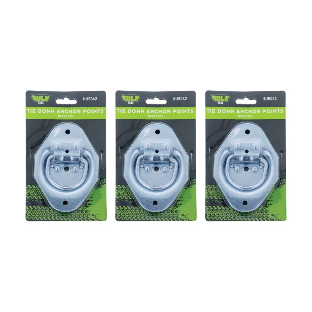 3PK Hulk 3pc 4X4 Medium Duty Recessed Tie Down Anchor Points Set