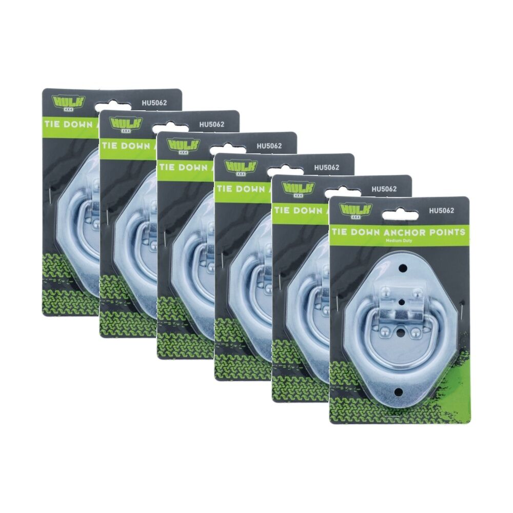 6PK Hulk 3pc 4X4 Medium Duty Recessed Tie Down Anchor Points Set