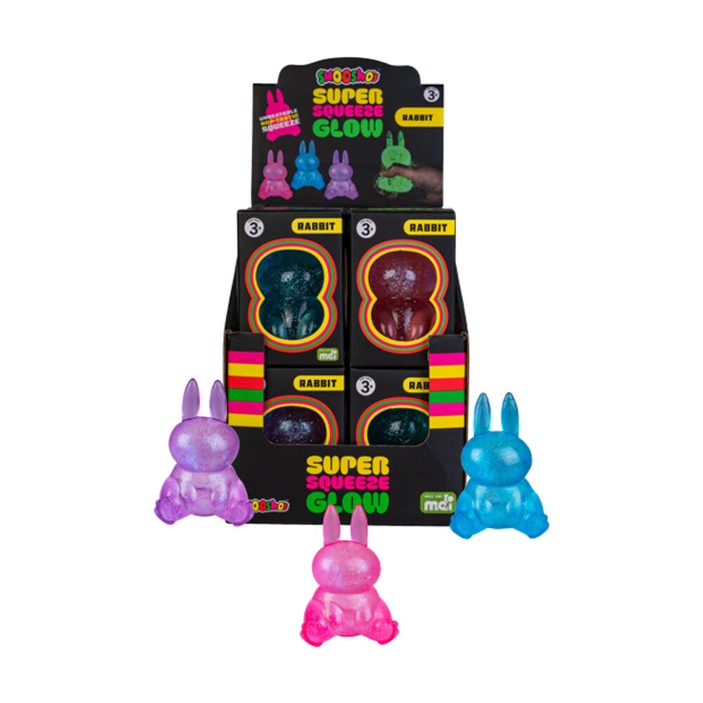 4PK Smooshos Super Squeeze Glow-In-The-Dark Bunny Soft Squishy Toy Assorted