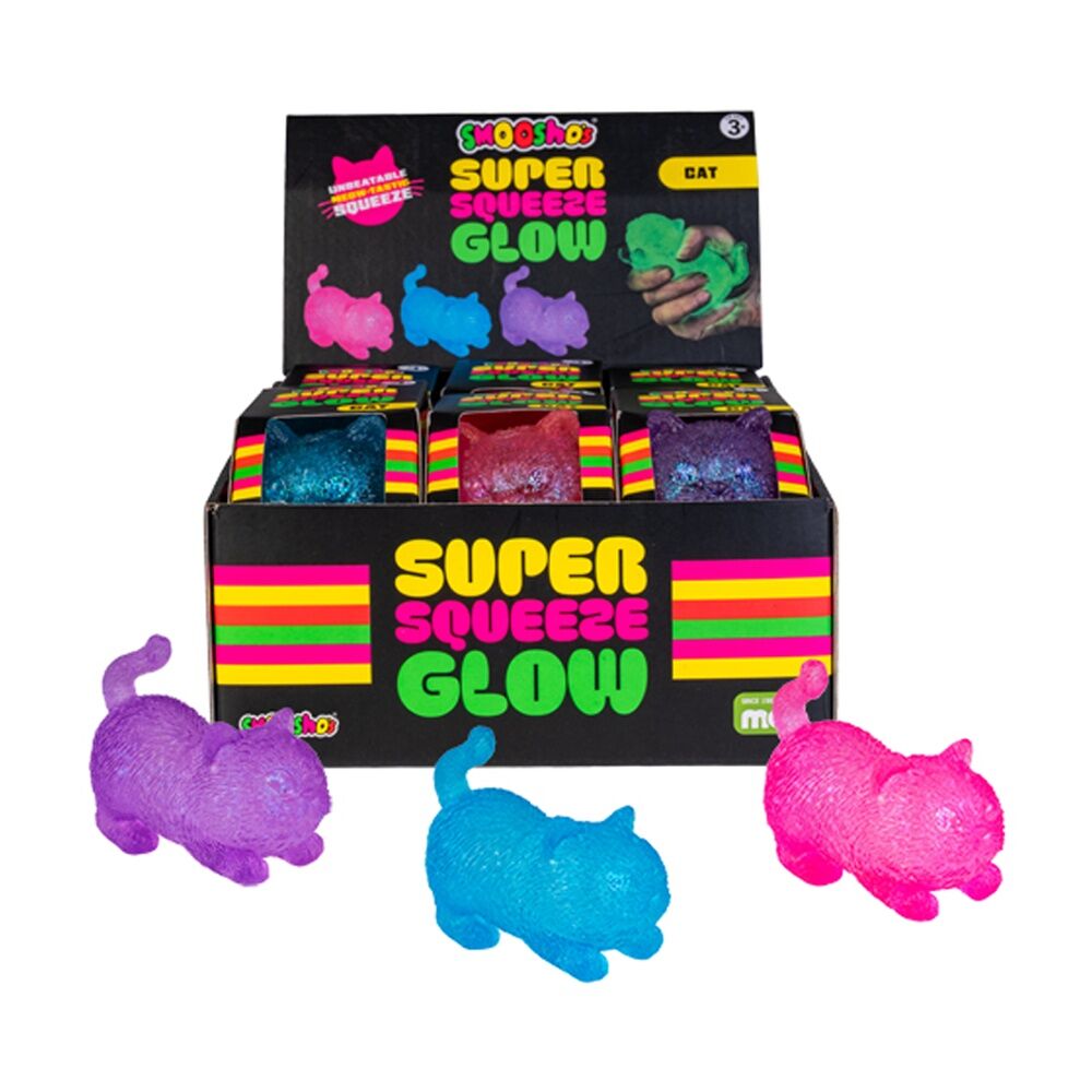 4PK Smooshos Super Squeeze Glow-In-The-Dark Cat Soft Squishy Toy Assorted