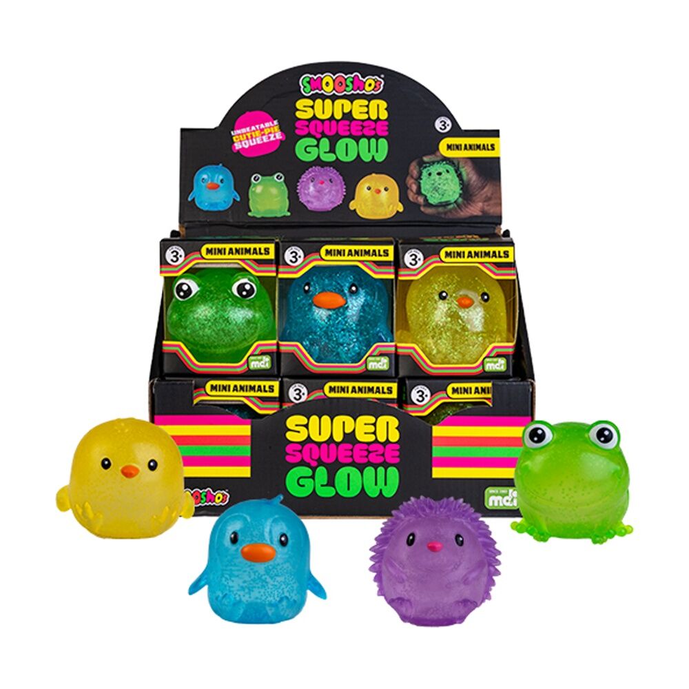 4PK Smooshos Super Squeeze Glow-In-The-Dark Mini Animal Squishy Toy Assorted