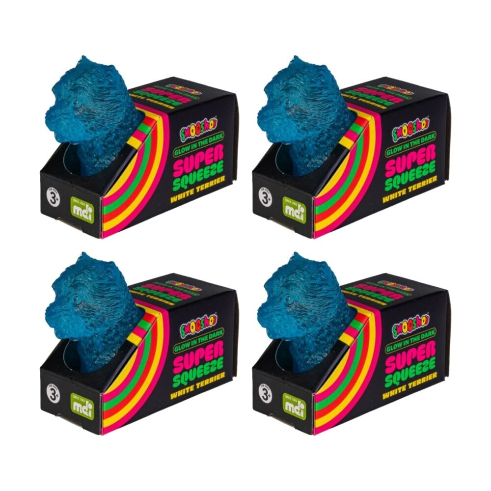 4PK Smooshos Super Squeeze Glow-In-The-Dark White Terrier Toy Assorted