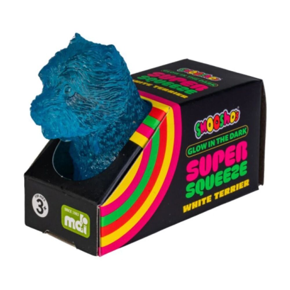 4PK Smooshos Super Squeeze Glow-In-The-Dark White Terrier Toy Assorted