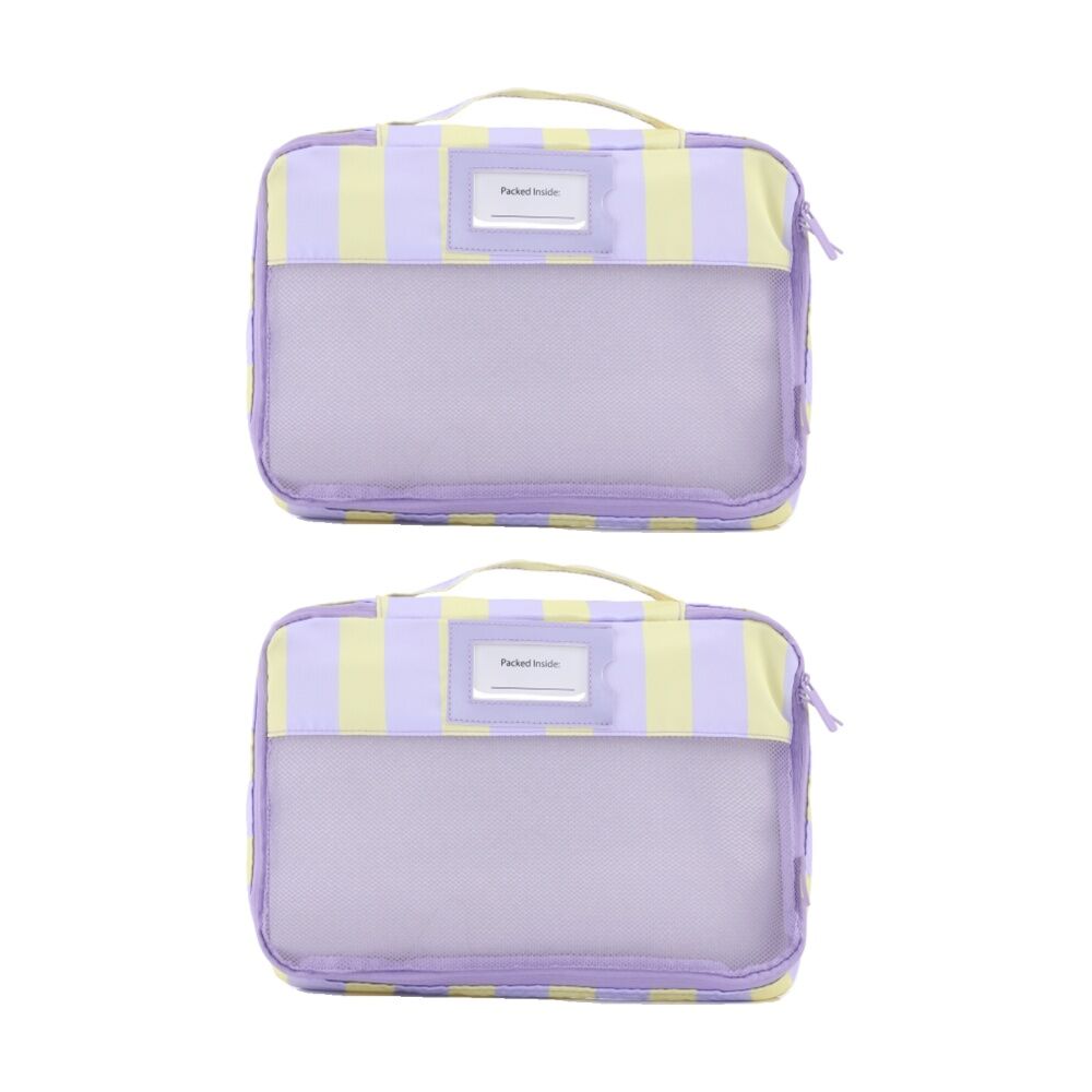 2x5pc iPack Strip Packing Cube Set Travel Purple And Yellow 38x28x7cm