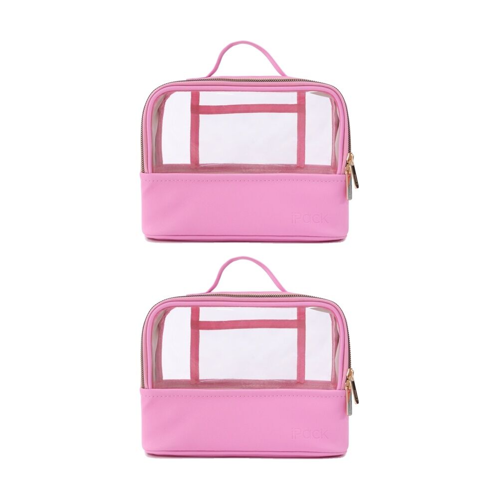2PK iPack Travel Beauty Bag Organiser Pink 22.86x17.78x11.5cm