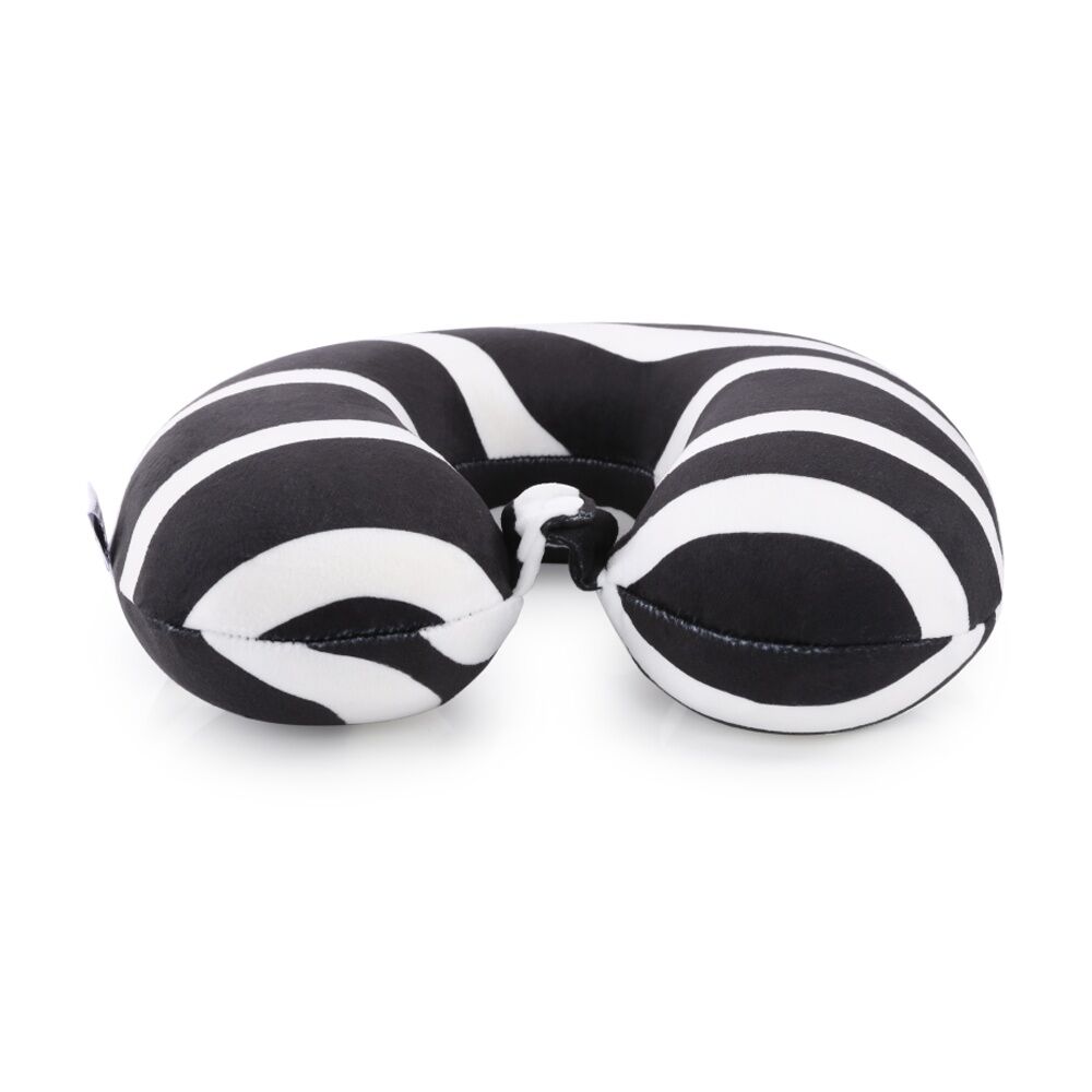 iPack Wave Travel Neck Pillow Memory Foam Black White 30x28x9cm