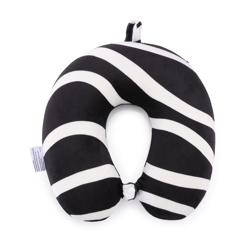 iPack Wave Travel Neck Pillow Memory Foam Black White 30x28x9cm