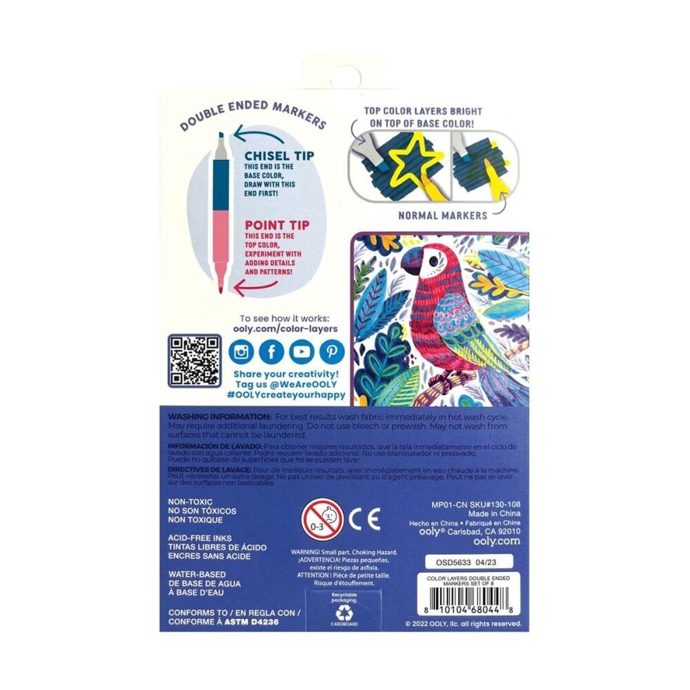 8pc Ooly Markers Colour Layers Dual Tip Kids Artistic Activity Set 6y+