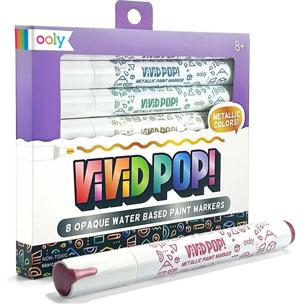 8pc Ooly ViViD POP Paint Markers Metallic Set Water-Based Art Craft 8y+