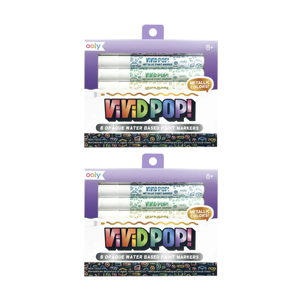 2x 8pc Ooly ViViD POP Paint Markers Metallic Set Water-Based Art Craft 8y+