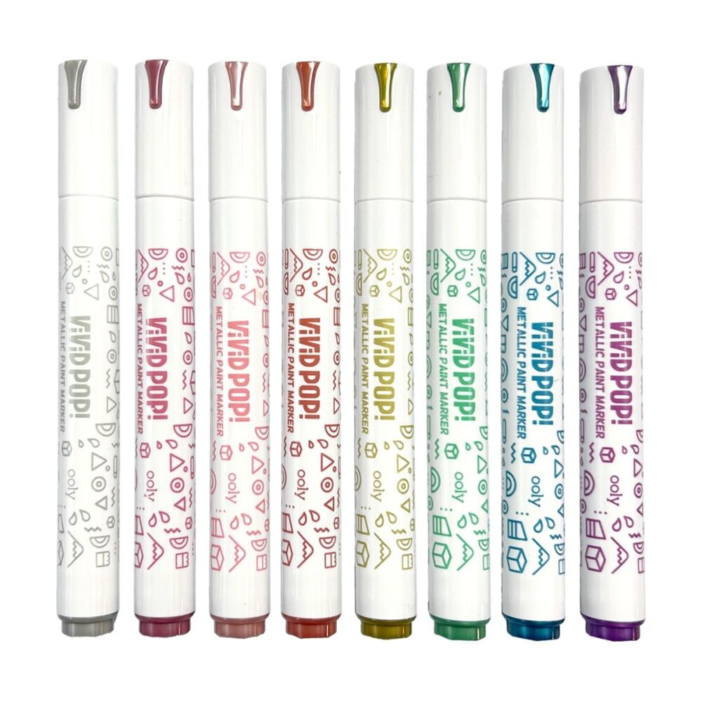 8pc Ooly ViViD POP Paint Markers Metallic Set Water-Based Art Craft 8y+