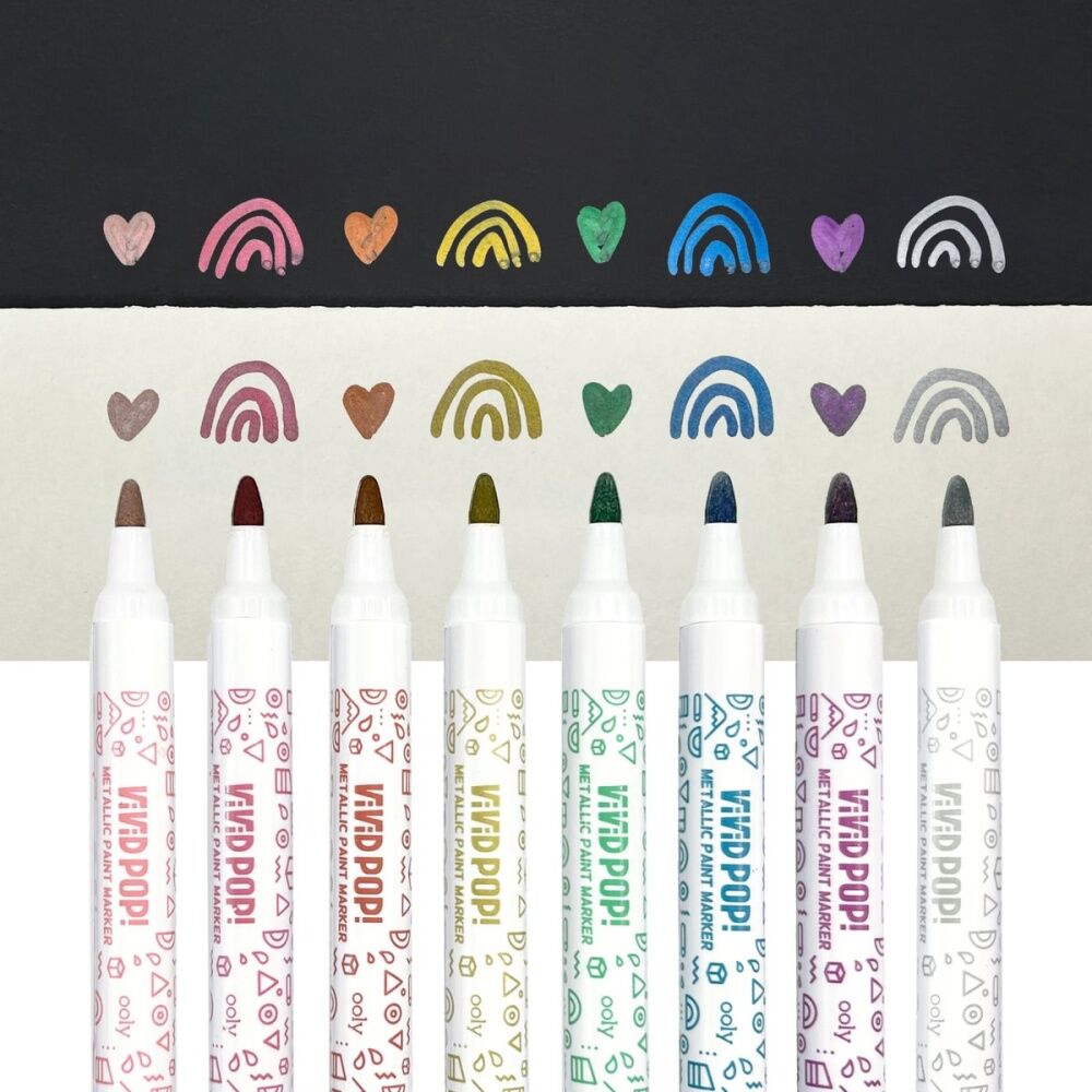 8pc Ooly ViViD POP Paint Markers Metallic Set Water-Based Art Craft 8y+