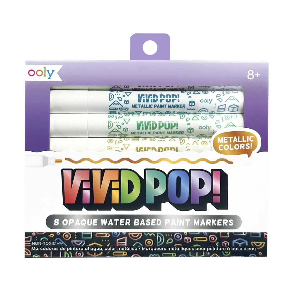 8pc Ooly ViViD POP Paint Markers Metallic Set Water-Based Art Craft 8y+