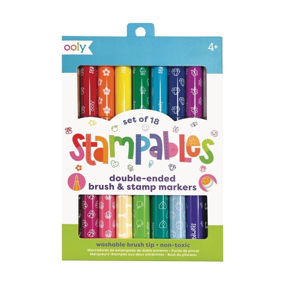 18pc Ooly Markers Stampables Double-Ended Brush & Stamp Washable Set 4y+