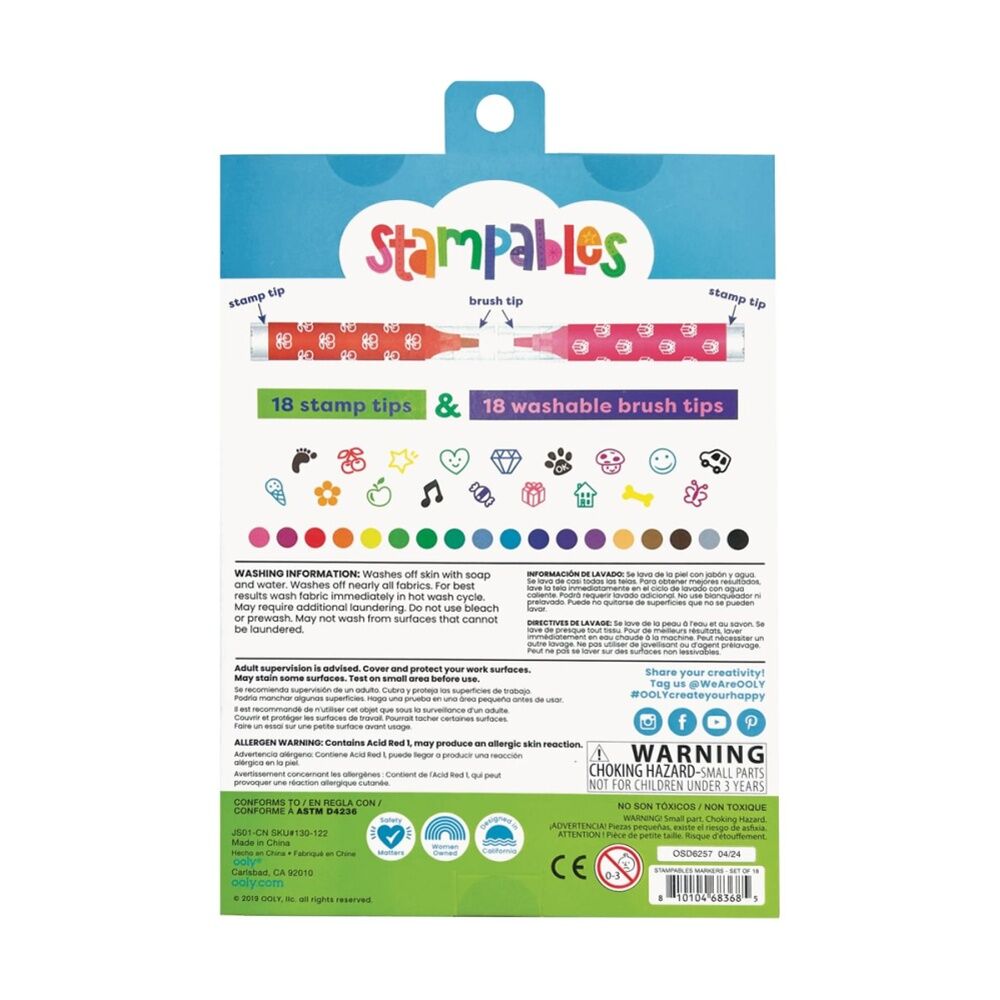 18pc Ooly Markers Stampables Double-Ended Brush & Stamp Washable Set 4y+