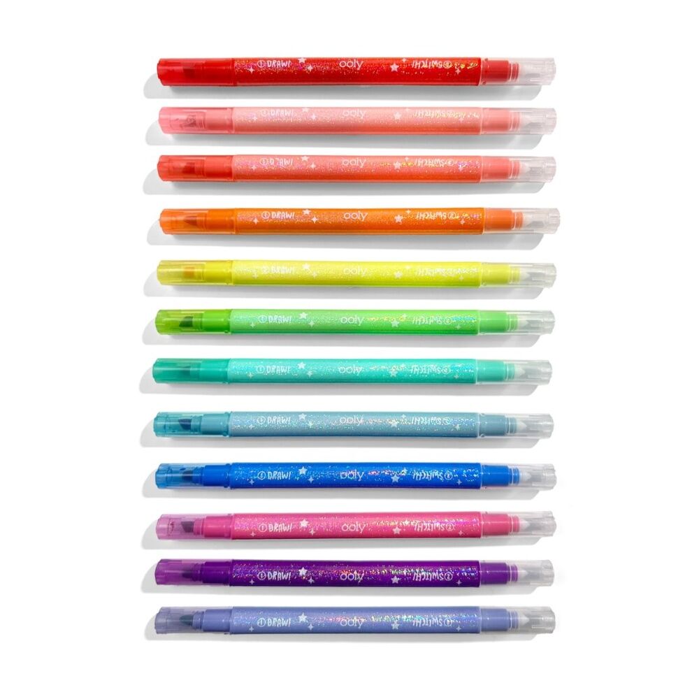 2x 12pc Ooly Switcheroo Sparkle Markers Double-Ended Glitter Colour-Changer Set
