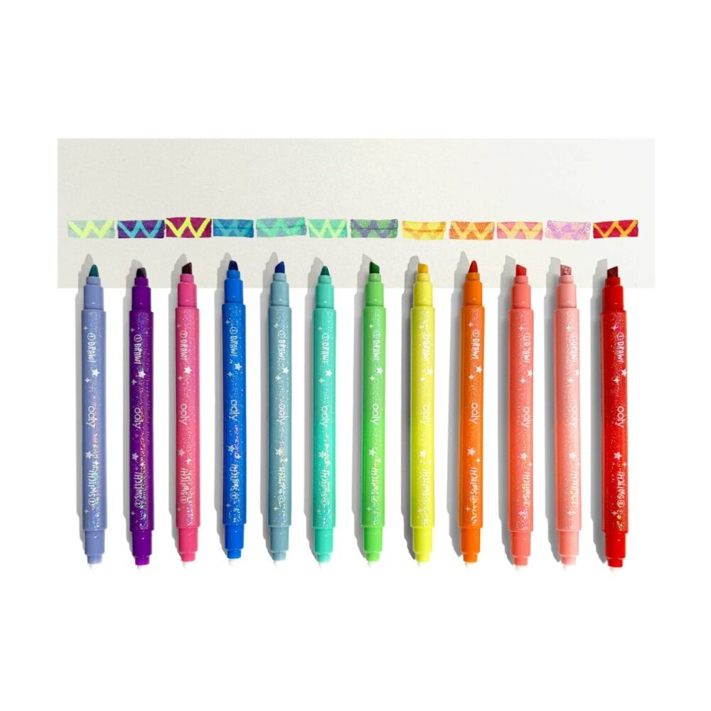 2x 12pc Ooly Switcheroo Sparkle Markers Double-Ended Glitter Colour-Changer Set