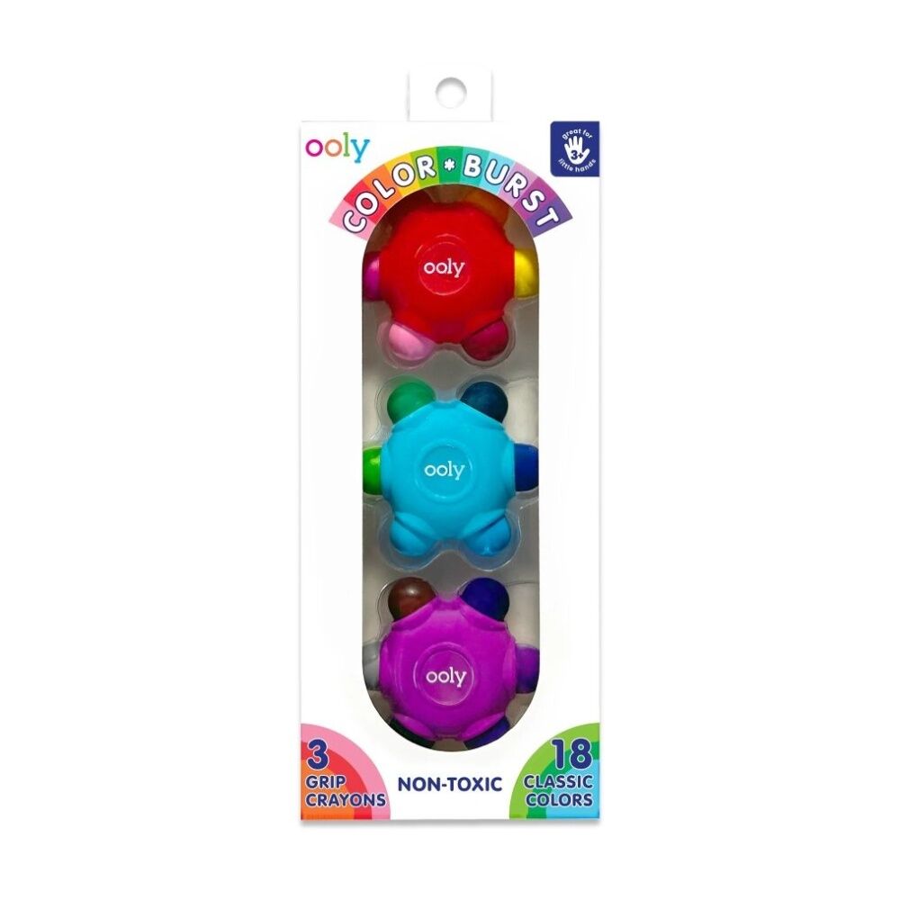 2x 12pc Ooly Colour Burst Grip Crayons Twist-Up Ergonomic Design Activity 3y+