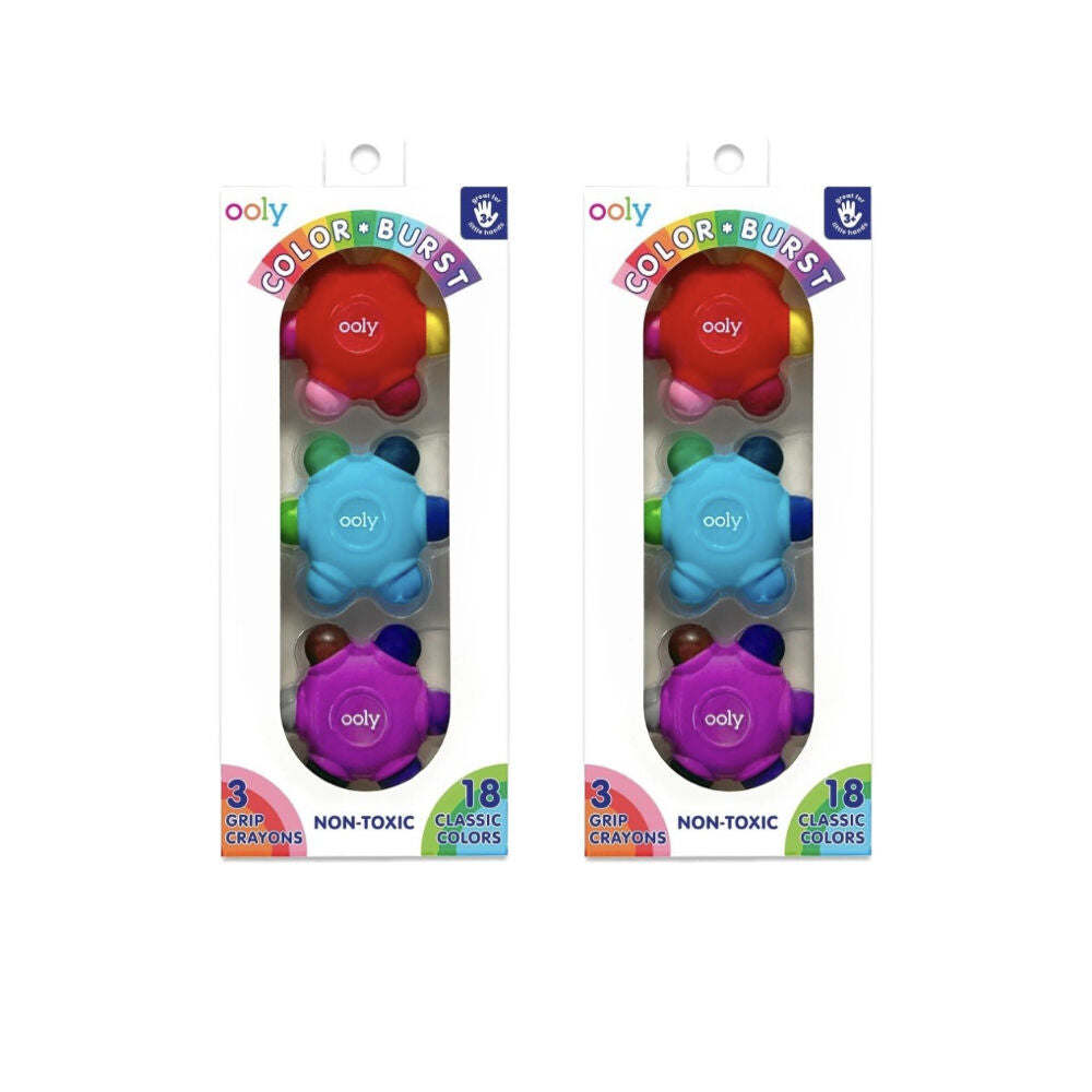 2x 12pc Ooly Colour Burst Grip Crayons Twist-Up Ergonomic Design Activity 3y+