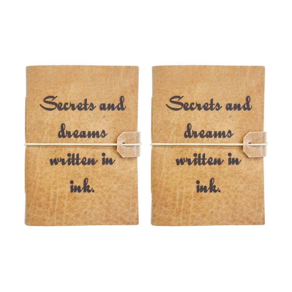 2PK LVD Brown Leather Written In Ink Writing Notebook Journal 13x18cm