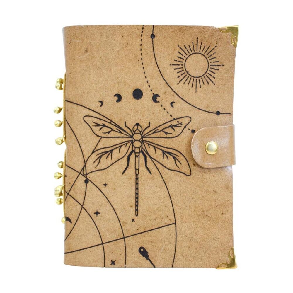 2PK LVD Brown Leather Astrology And Dragonfly Writing Notebook Journal 13x18cm