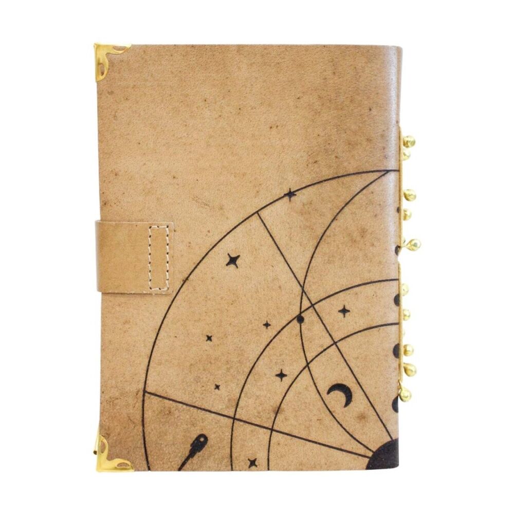 2PK LVD Brown Leather Astrology And Dragonfly Writing Notebook Journal 13x18cm
