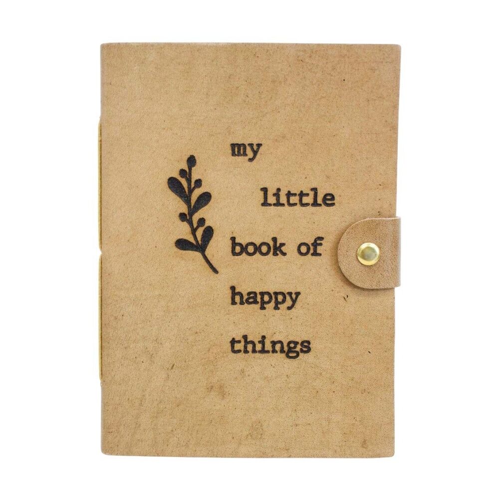 2PK LVD Brown Leather Happy Things Writing Notebook Journal 13x18cm
