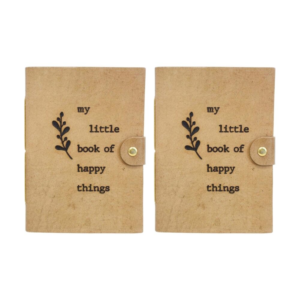2PK LVD Brown Leather Happy Things Writing Notebook Journal 13x18cm