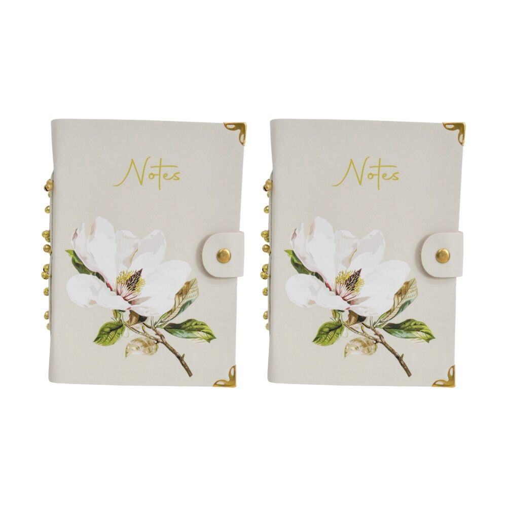 2PK LVD Leather Magnolia Flower Writing Notebook Journal 13x18cm