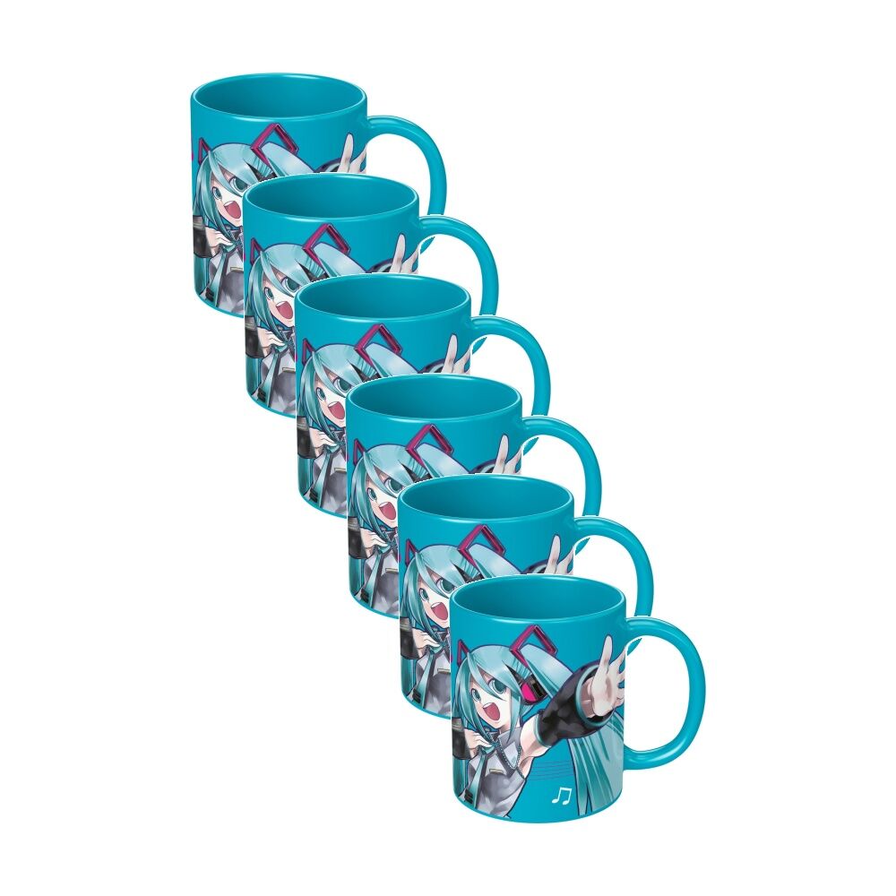 6PK Hatsune Miku Ceramic Hot & Cold Coffee Drinking Mug Blue Coloured