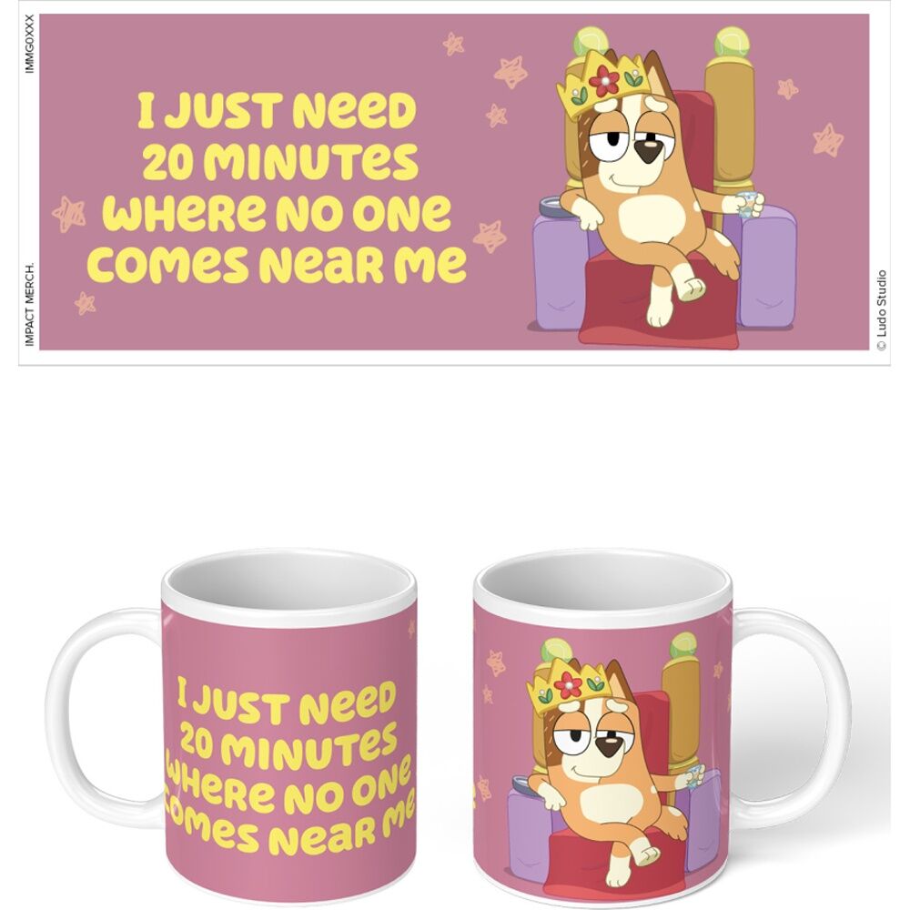 6PK Bluey I Just Need 20 Minutes White Ceramic Coffee Drinking Mug Pink &