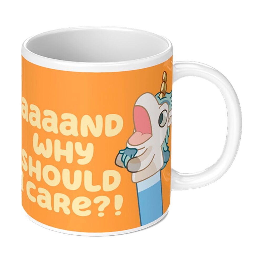 6PK Bluey Why Should I Care Ceramic Coffee Drinking Mug Orange & White