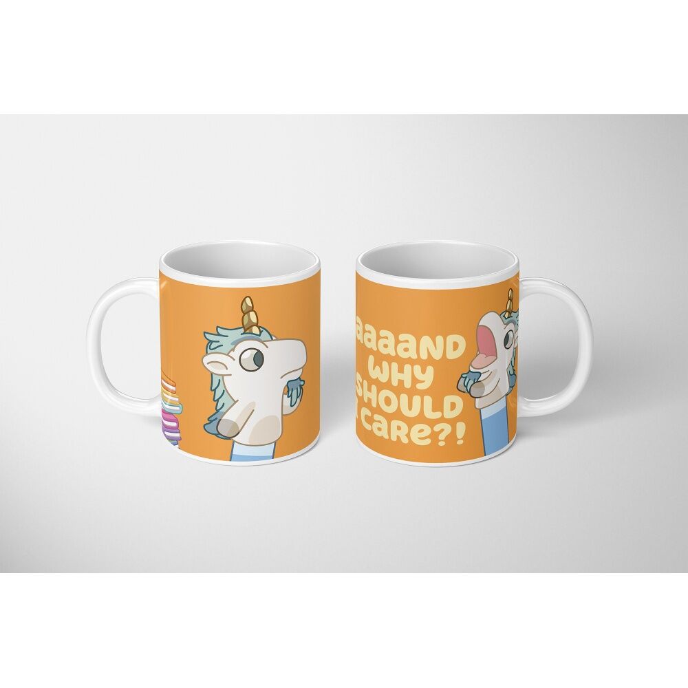 6PK Bluey Why Should I Care Ceramic Coffee Drinking Mug Orange & White