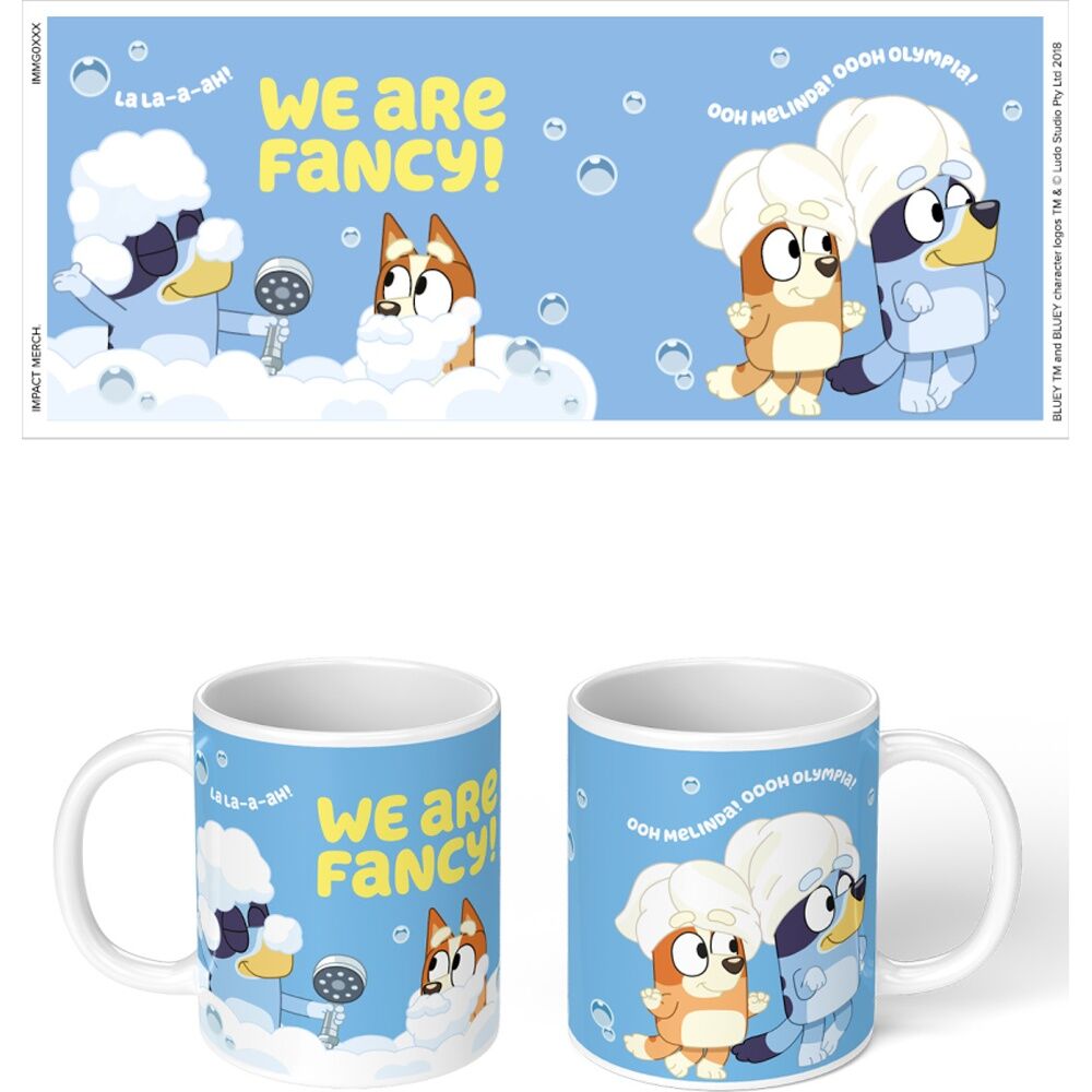 3PK Bluey We Are Fancy Ceramic Hot & Cold Coffee Drinking Mug Blue White