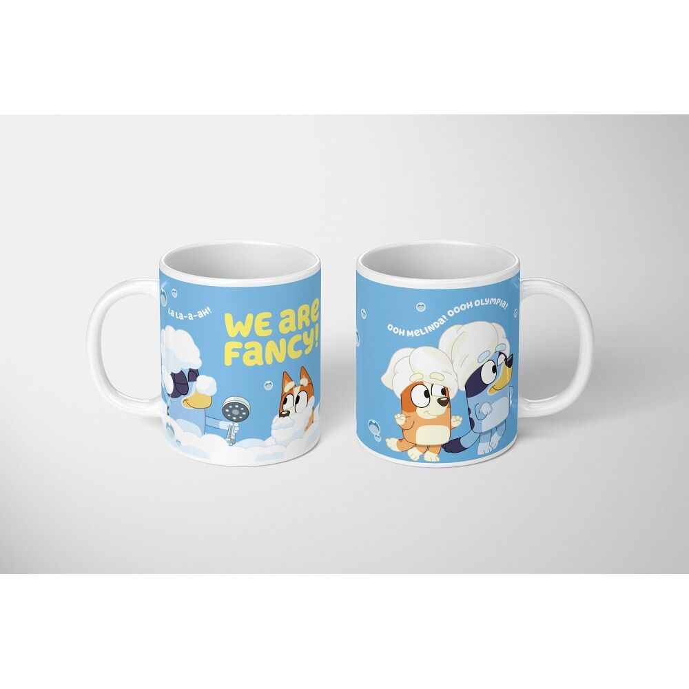 3PK Bluey We Are Fancy Ceramic Hot & Cold Coffee Drinking Mug Blue White