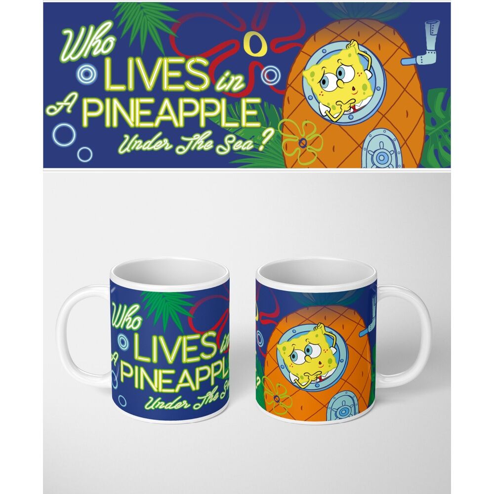 3PK Spongebob Who Lives In A Pineapple Ceramic Coffee Drinking Mug Multicoloured