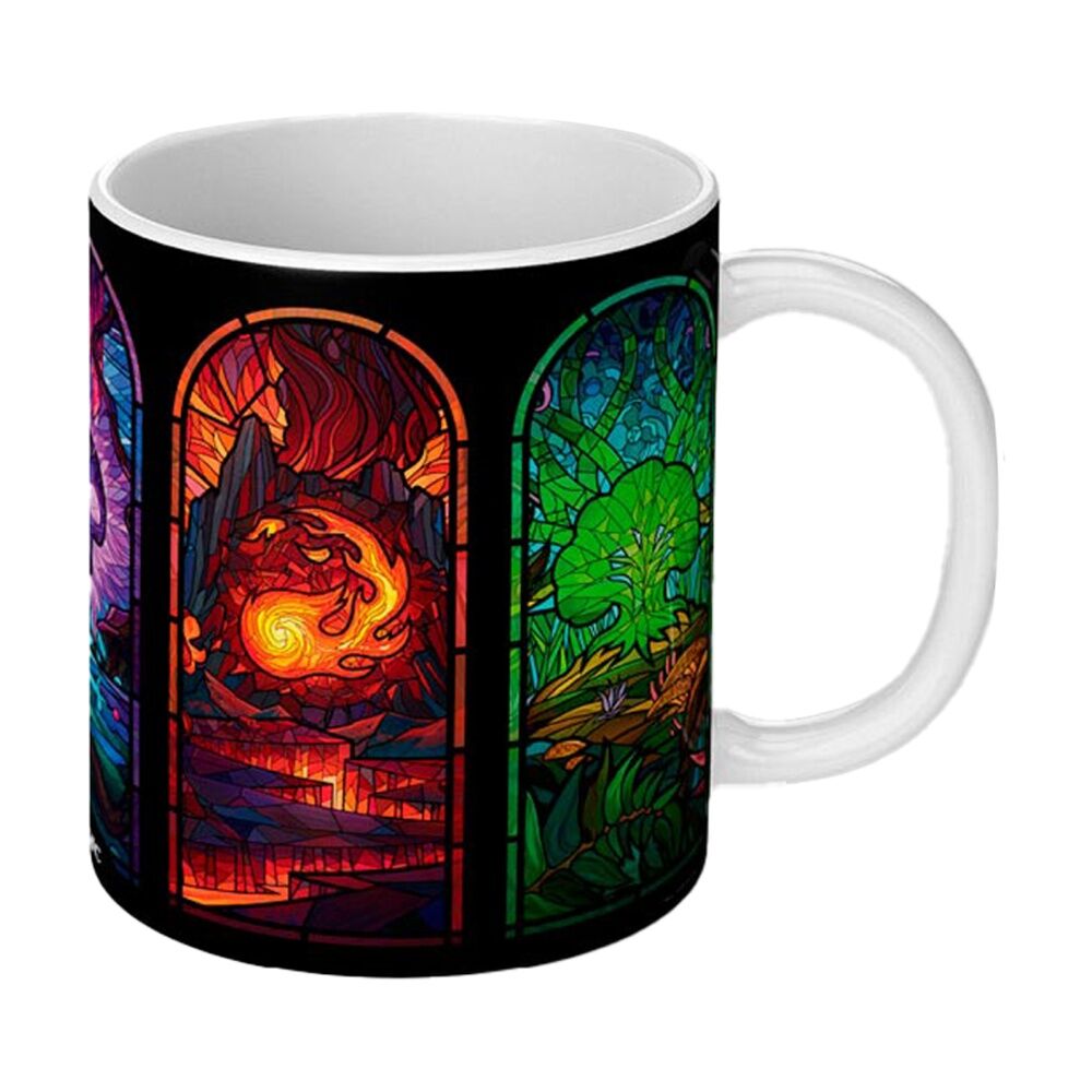 6PK Magic The Gathering Stained Glass Ceramic Coffee Drinking Mug Multicoloured